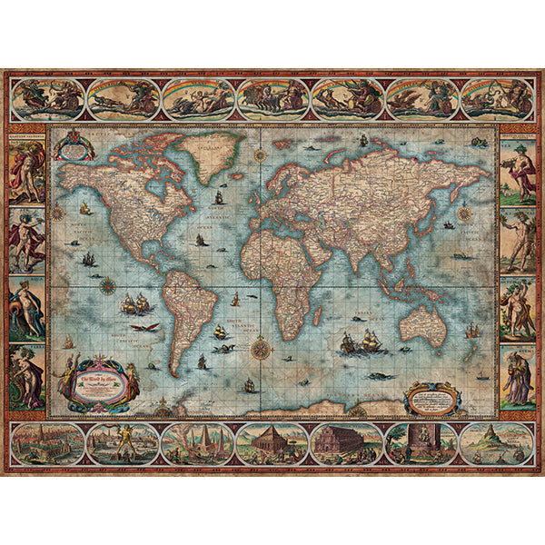 1500pc, Willem Blaeu World, Map Art