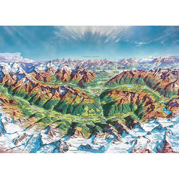 2000 pc Map Art Alpine Mountain Map