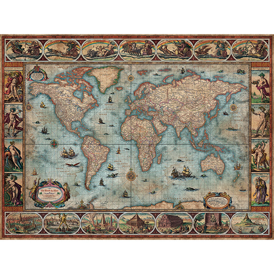 1500pc, Willem Blaeu World, Map Art