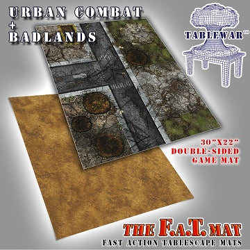 F.A.T. Battlemats Ruined Urban Combat/Badlands 30"x22" (Double Sided)