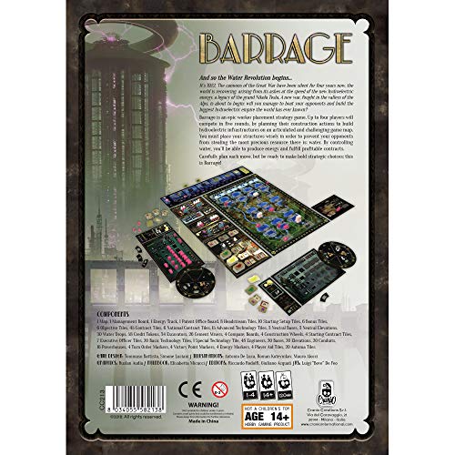 Barrage Board Game | Strategy Game | Worker Placement Game for Adults and Teens | Fun Game for Game Night | Ages 14+ | 1-4 Players | Average Playtime 120 Minutes | Made by Cranio Creations