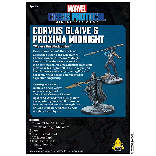 Marvel Crisis Protocol: Corvus Glaive & Proxima Midnight - Marvel Miniatures Game - Strategy Game for Teens and Adults - Ages 14+ - 2 Players - Average Playtime 45 Minutes - Made by Atomic Mass Games