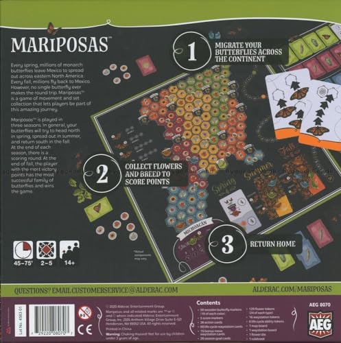 Alderac Entertainment Group (AEG) Mariposas Board Game, Play the Monarch Butterfly Migration, Learn about Nature, Ages 14+, 2-5 Players, 45-75 Min, Alderac Entertainment Group (AEG)