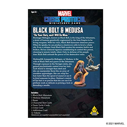 Marvel Crisis: Protocol– Black Bolt & Medusa| Marvel Miniatures Game | Strategy Game for Teens and Adults | Ages 14+ |for 2+ Players | Average Playtime 45 Minutes | Made by Atomic Mass Games